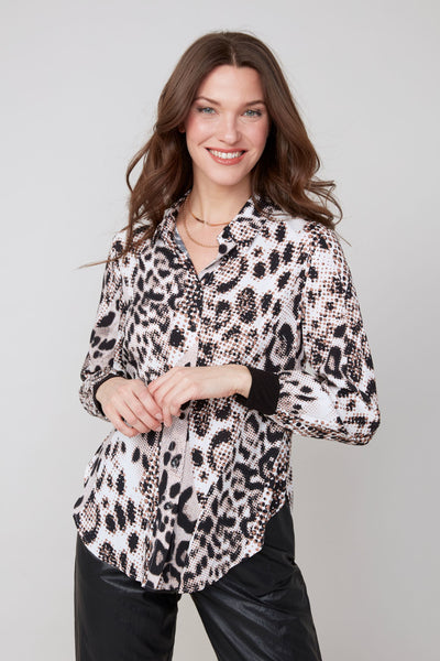 Long Sleeve Leopard Print Blouse