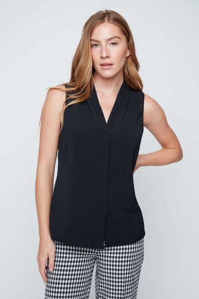 Sleeveless High Twist Woven Top