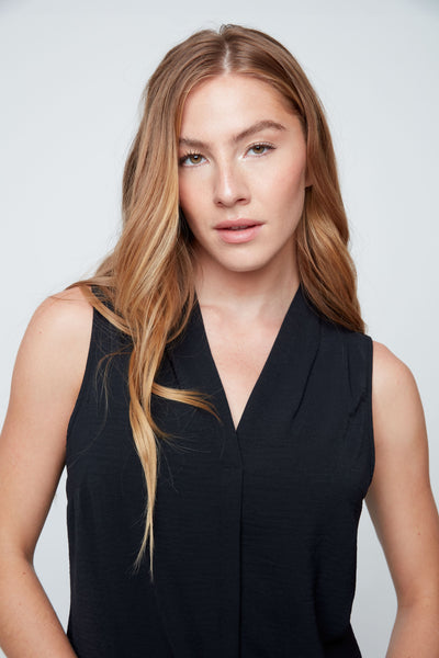 Sleeveless High Twist Woven Top