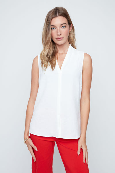 Sleeveless High Twist Woven Top