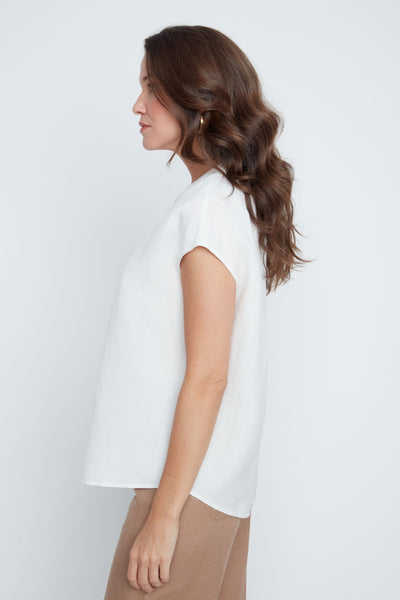 Short Sleeve Linen Blend Top