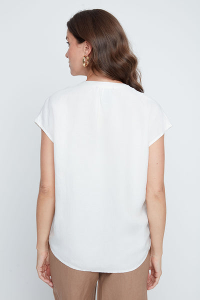 Short Sleeve Linen Blend Top