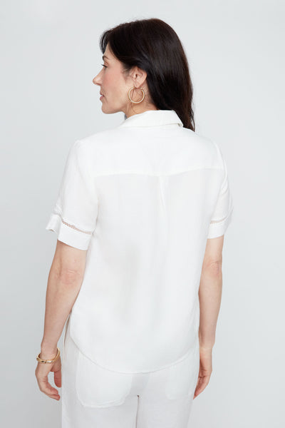 Short Sleeve Linen Blend Blouse