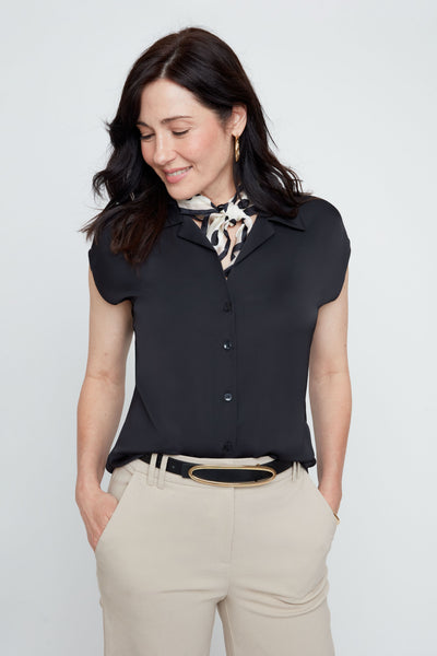 Button Front Sateen Top