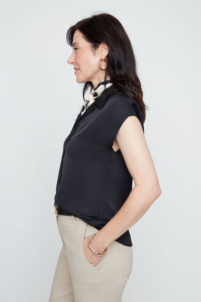 Button Front Sateen Top
