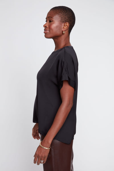 Short Sleeve Sateen Blouse