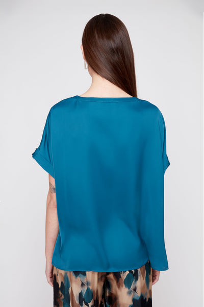 Short Sleeve Sateen Blouse