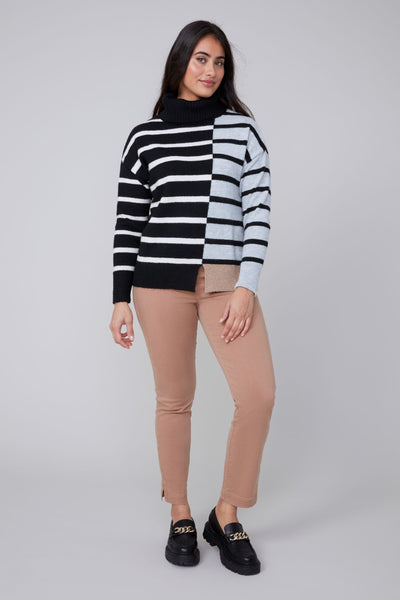 Long Sleeve Stripe Cashmere Like Sweater