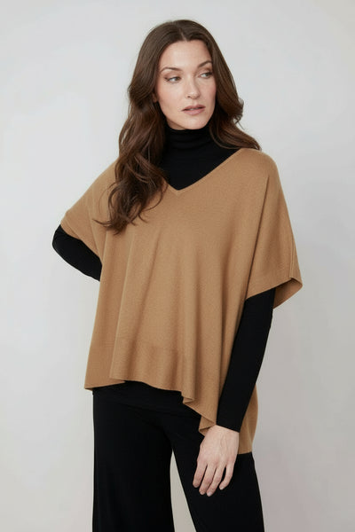 Short Sleeve V-Neck Poncho Sweater