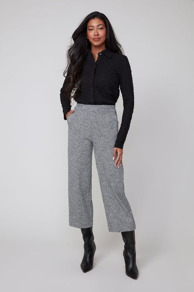 Birds-Eye Knit Straight Leg Crop Pants