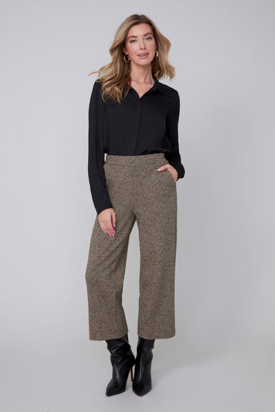 Birds-Eye Knit Straight Leg Crop Pants