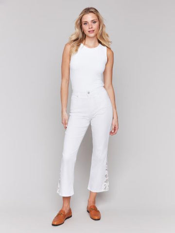 Lace Cuts Side Boot Cut Pants