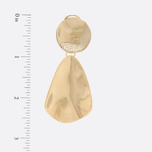 Round Tear Drop Metal Dangle Clip Earring