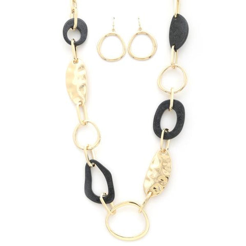 Chunky Metal Resin Link Chain Long Necklace