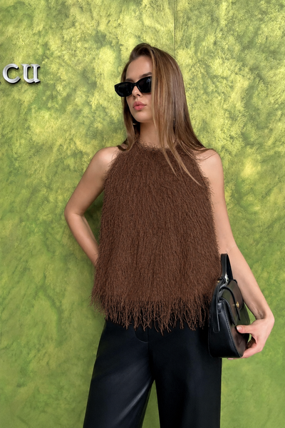 Sleeveless Top in brown with skirt