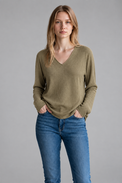 Long Sleeve V-Neck Basic Sweater
