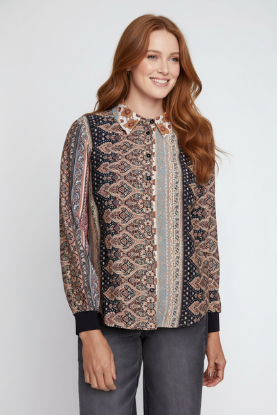 Paisley Stripe Print Blouse on the model from the first R5280 photo