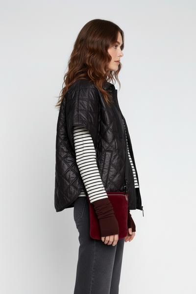 Zipper Front Quilted Poncho
