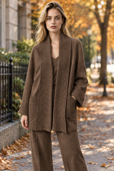 Open Front Cardigan in coffee