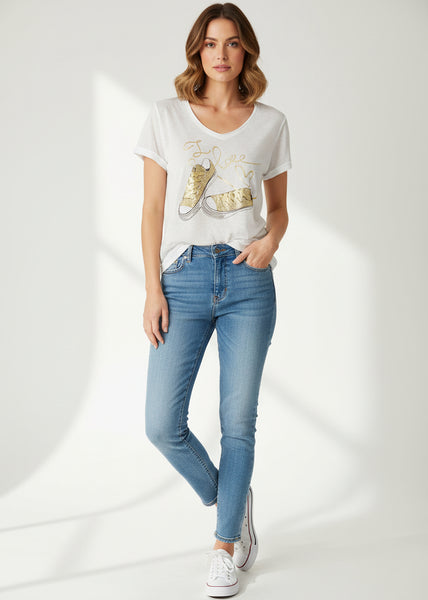 Detail Front Cotton Mixed Top