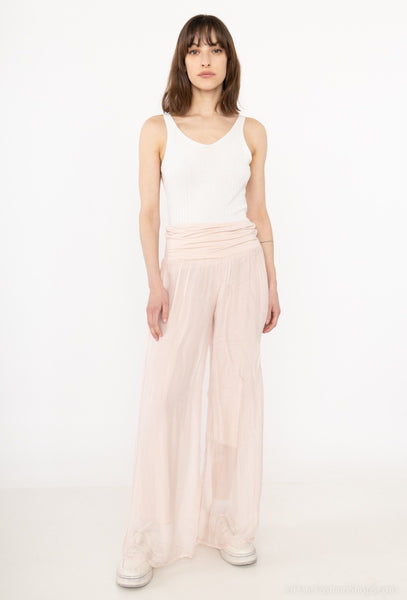 Wide Leg Silk Pants - Italian