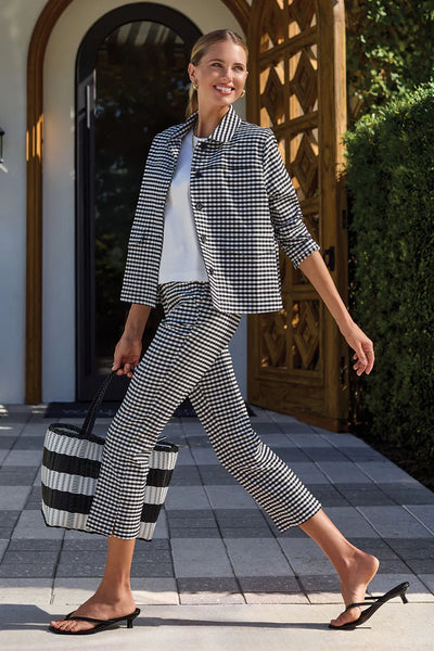 Button Front Checked Jacket With Pockets