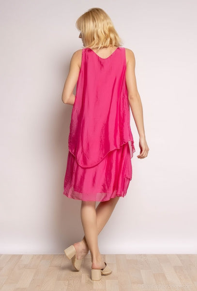 Sleeveless Layered Silk Dress - Italian