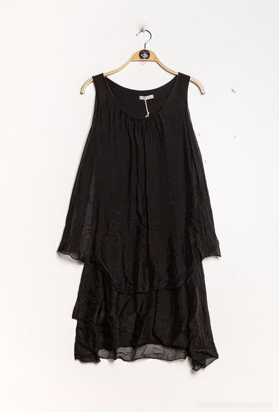 Sleeveless Layered Silk Dress - Italian