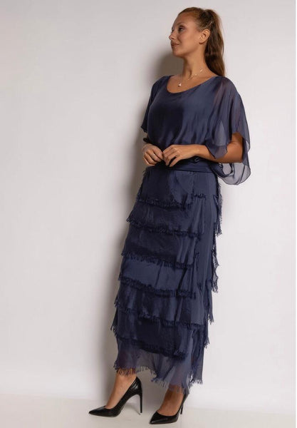 Long Layered Silk Skirt -  Italian