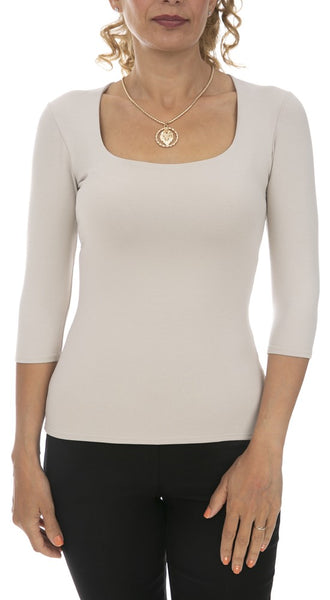 3/4 Sleeve Square Neck Top