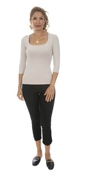 3/4 Sleeve Square Neck Top